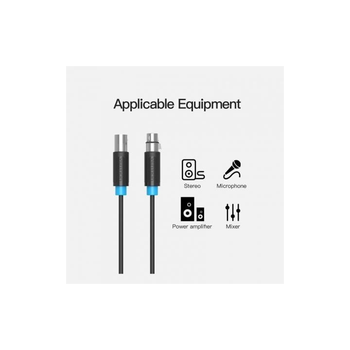 Cable estéreo vention bbfbh/ xlr macho - xlr hembra/ 2m/ negro