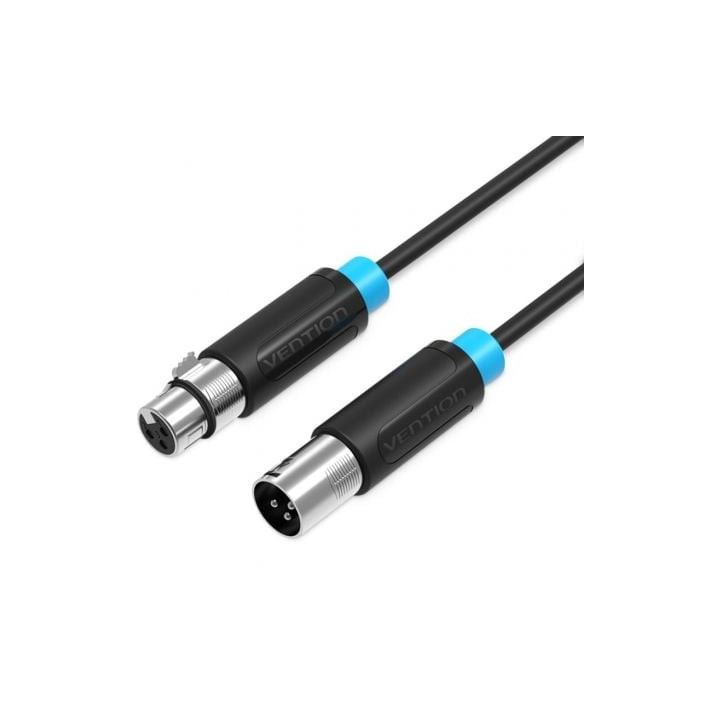 Cable estéreo vention bbfbj/ xlr macho - xlr hembra/ 5m/ negro