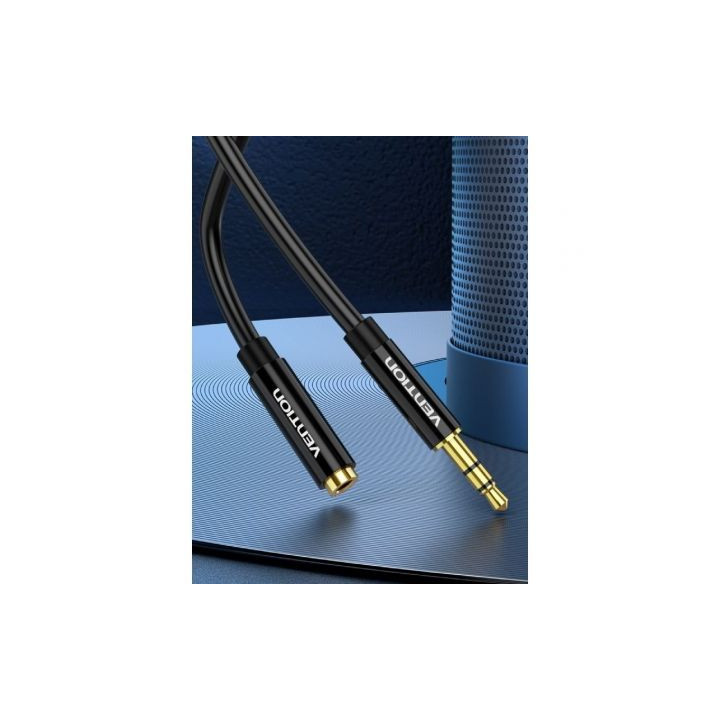Cable estéreo vention bbzbf/ jack 3.5 macho - jack 3.5 hembra/ 1m/ negro