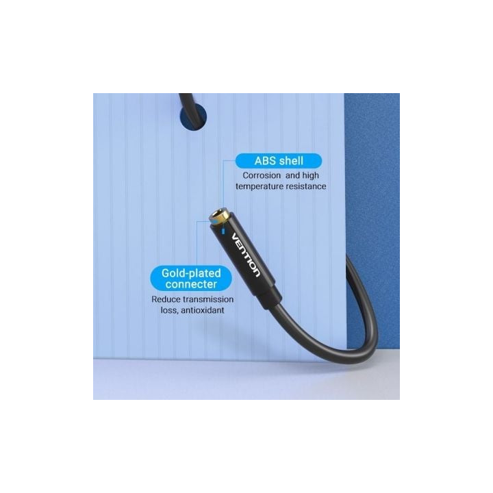 Cable estéreo vention bbzbf/ jack 3.5 macho - jack 3.5 hembra/ 1m/ negro