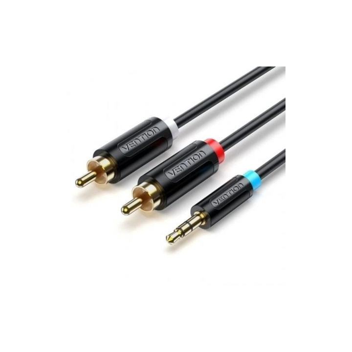 Cable estéreo vention bclbj/ jack 3.5 macho - 2x rca macho/ 5m/ negro