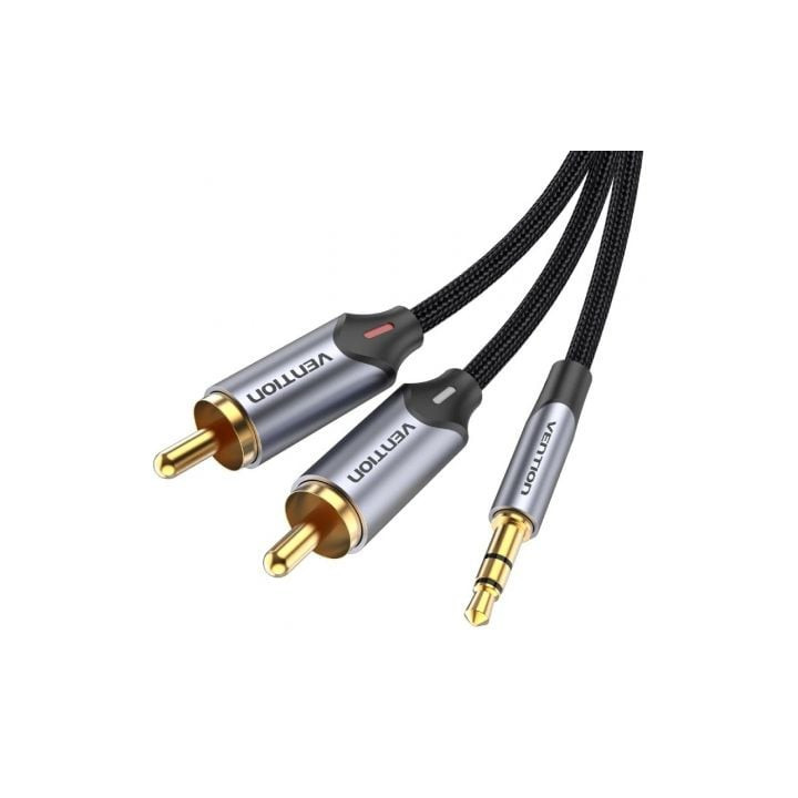 Cable audio vention bcnbg/ 2x rca macho - jack 3.5 macho/ 1.5m/ gris