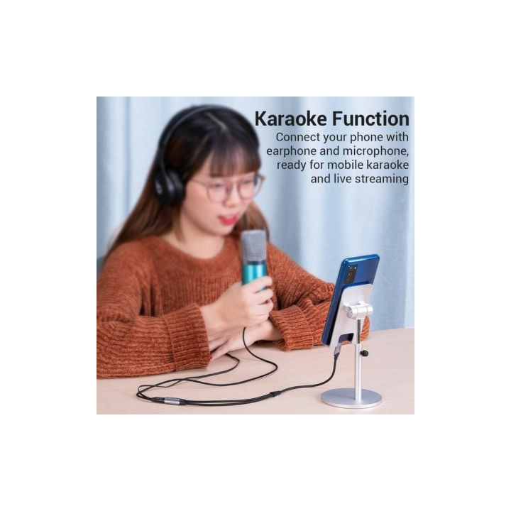 Cable conversor usb tipo-c vention bgnhy/ usb tipo-c macho - 2x jack 3.5 hembra/ 30cm/ gris