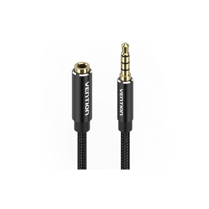 Cable estéreo vention bhcbd/ jack 3.5 macho - jack 3.5 hembra/ 50cm/ negro