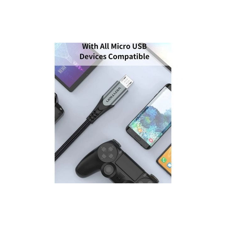 Cable usb 2.0 vention coahh/ microusb macho - usb macho/ 480mbps/ 2m/ gris