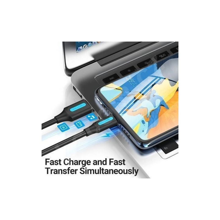 Cable usb 2.0 vention colbg/ usb macho - microusb macho/ hasta 60w/ 480mbps/ 1.5m/ negro