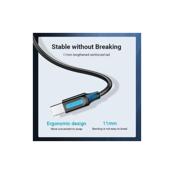 Cable usb 2.0 impresora vention coqbf/ usb tipo-b macho - usb macho/ 480mbps/ 1m/ negro