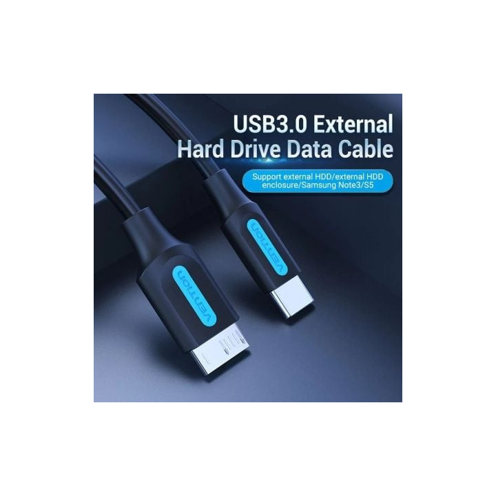 Cable usb 3.0 vention cqabd/ microusb macho - usb tipo-c macho/ 5gbps/ 50cm/ negro