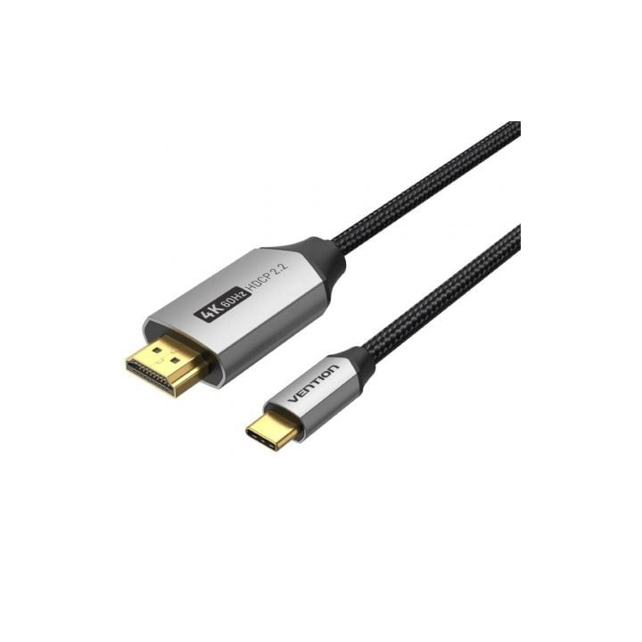 Cable conversor hdmi 2.0 4k vention crbbf/ usb tipo-c macho - hdmi macho/ 1m/ negro