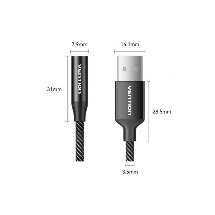 Conversor vention cvebc/ jack 3.5 hembra - usb macho/ 1m/ gris