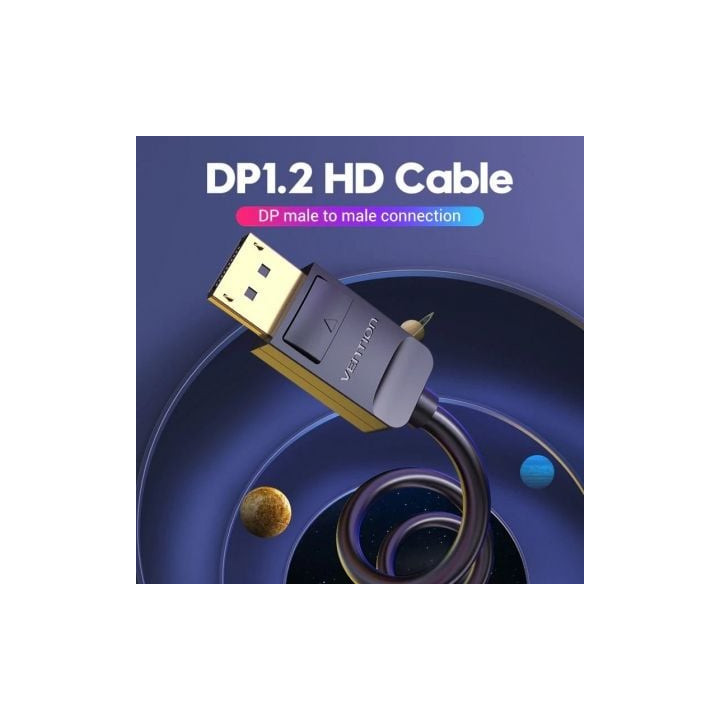 Cable displayport 1.2 4k vention hacbh/ displayport macho - displayport macho/ 2m/ negro