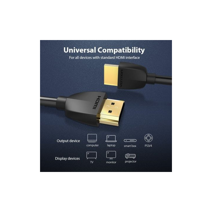 Cable hdmi 2.0 4k vention aaibg/ hdmi macho - hdmi macho/ 1.5m/ negro
