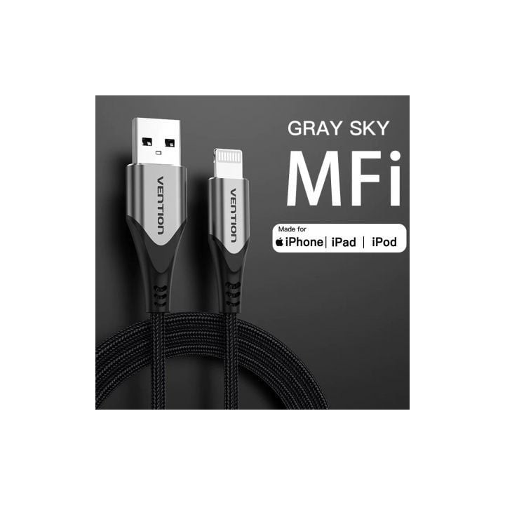 Cable usb 2.0 lightning vention labhh/ usb macho - lightning macho/ 2m/ gris