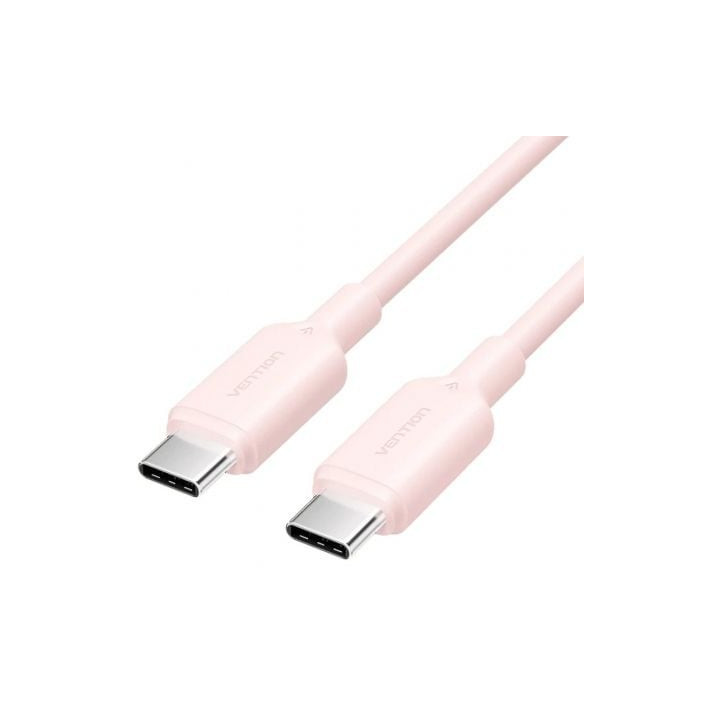 Cable usb 2.0 tipo-c 3a vention trcpf/ usb tipo-c macho - usb tipo-c macho/ hasta 60w/ 480mbps/ 1m/ rosa