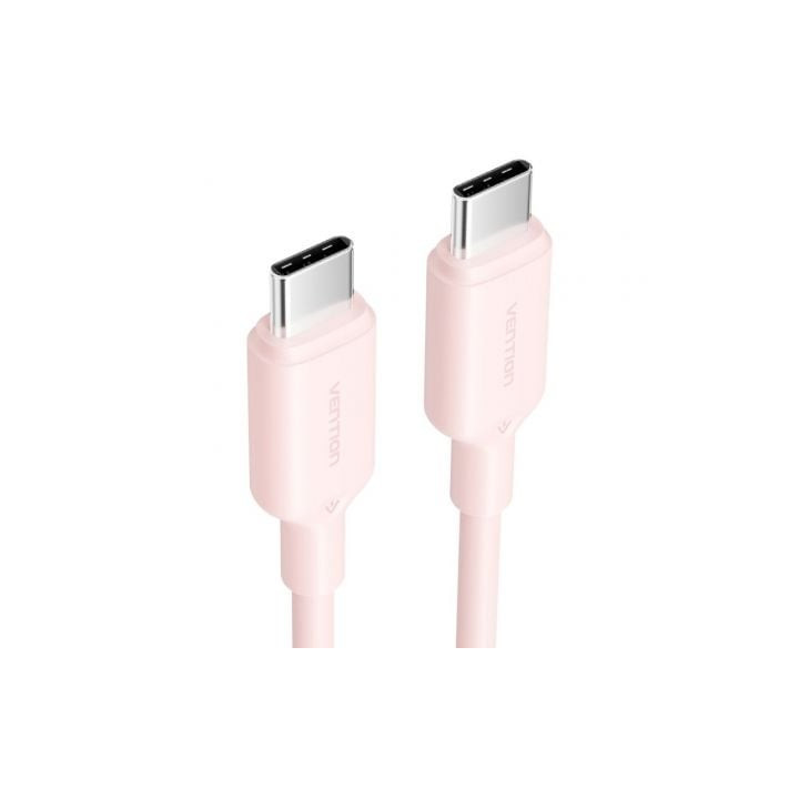 Cable usb 2.0 tipo-c 3a vention trcpf/ usb tipo-c macho - usb tipo-c macho/ hasta 60w/ 480mbps/ 1m/ rosa