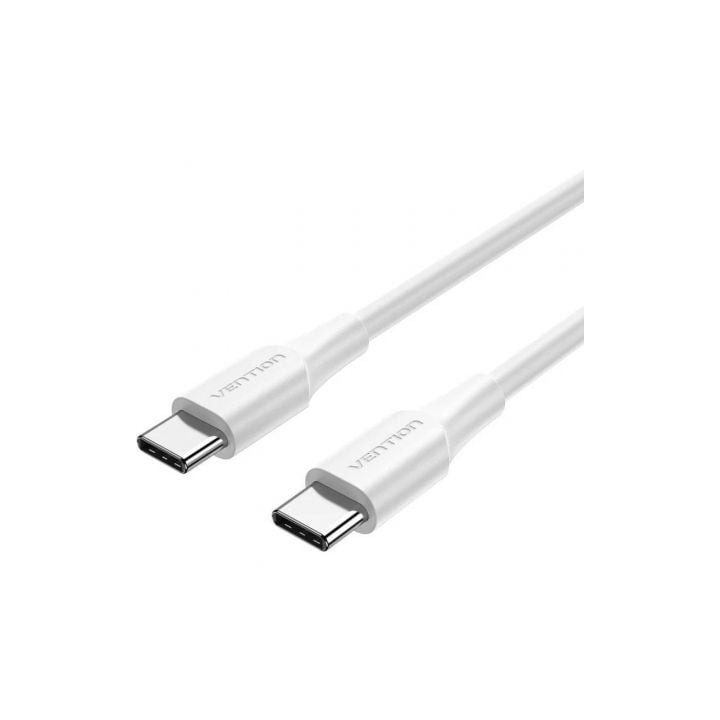 Cable usb 2.0 tipo-c 3a vention trcwf/ usb tipo-c macho - usb tipo-c macho/ hasta 60w/ 480mbps/ 1m/ blanco