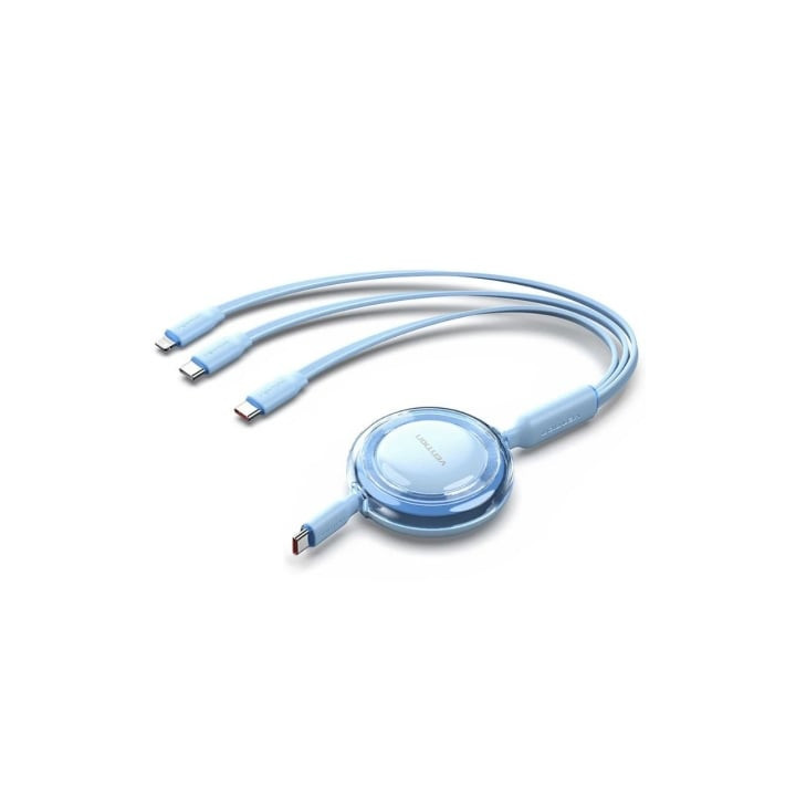 Cable usb tipo-c 2.0 5a vention trjsbe/ usb tipo-c macho - 3x usb tipo-c macho/ hasta 100w/ 480mbps/ 1.1m/ azul