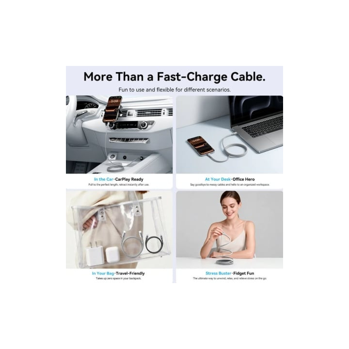 Cable magnético usb 2.0 tipo-c 5a vention tsaog/ usb tipo-c macho - usb tipo-c macho/ hasta 240w/ 480mbps/ 1.5m/ naranja