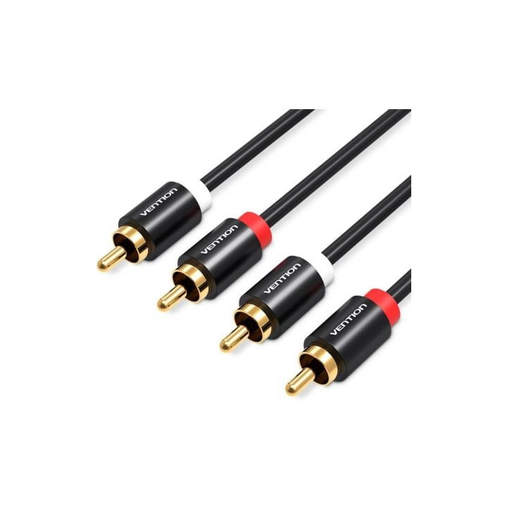 Cable estéreo vention vab-r06-b300/ 2x rca macho - 2x rca macho/ 3m/ negro