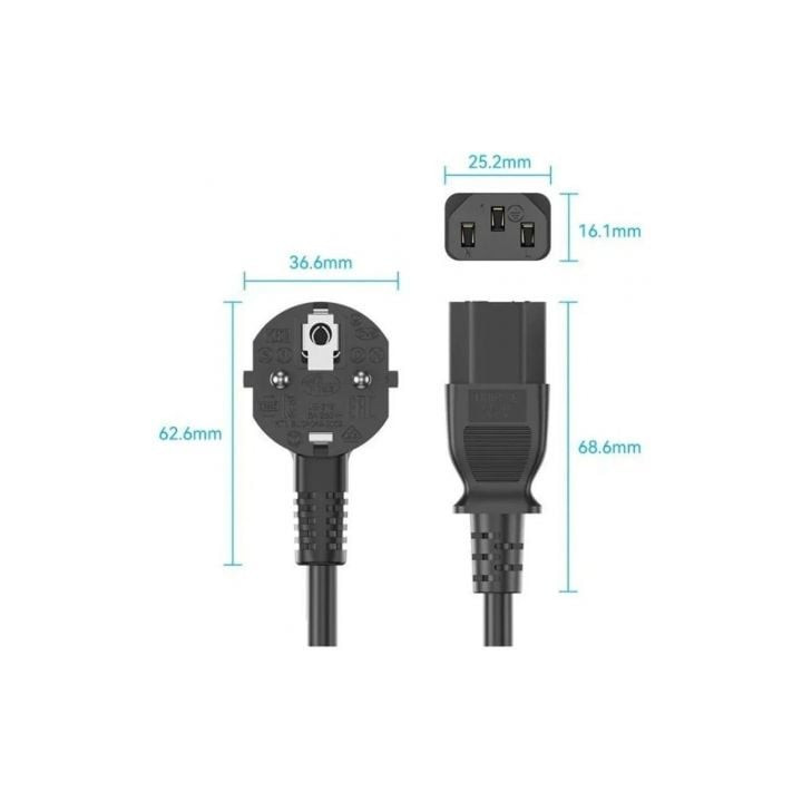Cable de alimentación vention zcjbac/ iec c13 hembra - cee7 macho/ 1.8m/ negro