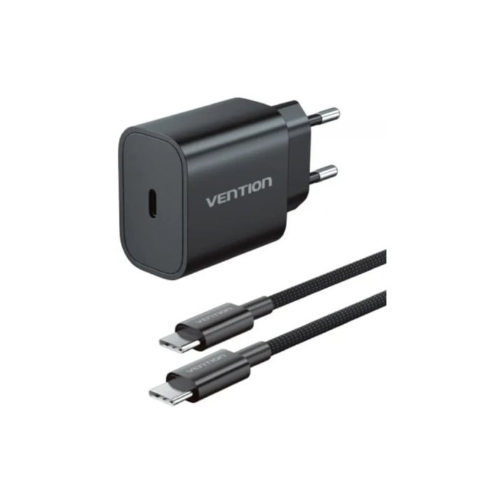 Cargador de pared vention g17b0-eu/ 1xusb tipo-c + cable lightning/ 20w