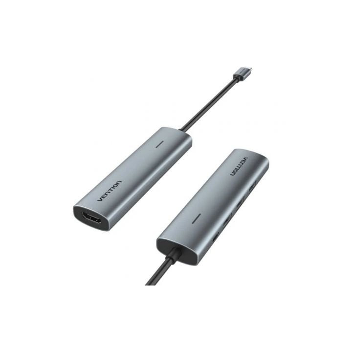 Docking usb tipo-c vention tgghb/ 3xusb/ 1xhdmi 4k/ 1xusb tipo-c pd/ gris
