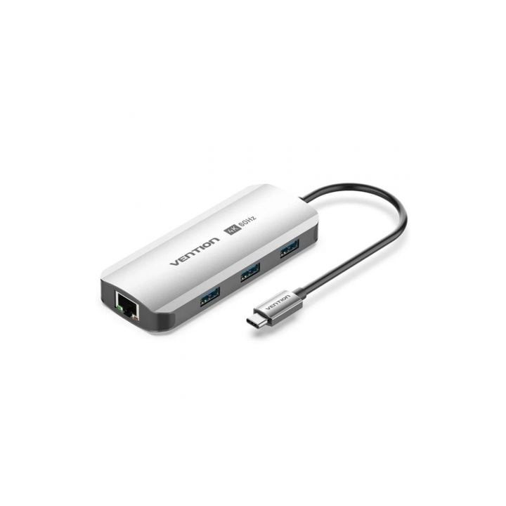 Docking usb tipo-c vention tqhhb/ 1xhdmi 4k/ 3xusb/ 1xusb tipo-c pd/ 1xrj45/ gris
