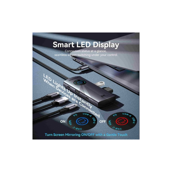 Docking usb tipo-c vention tqxhb/ 2xusb/ 1xusb tipo-c/ 1xhdmi/ 1xusb tipo-c pd/ gris