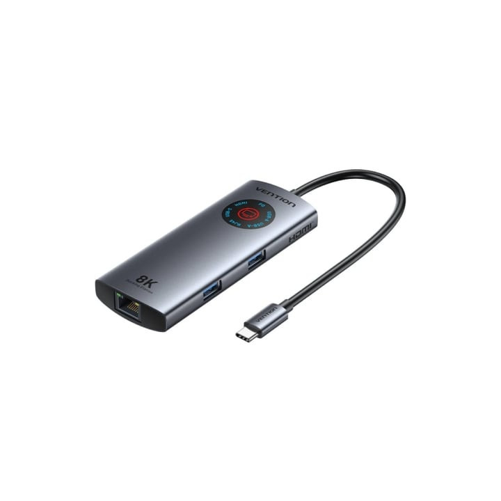 Docking usb tipo-c vention tqzhb/ rj45/ 2xusb/ 1xusb tipo-c/ 1xhdmi/ 1xusb tipo-c pd/ gris