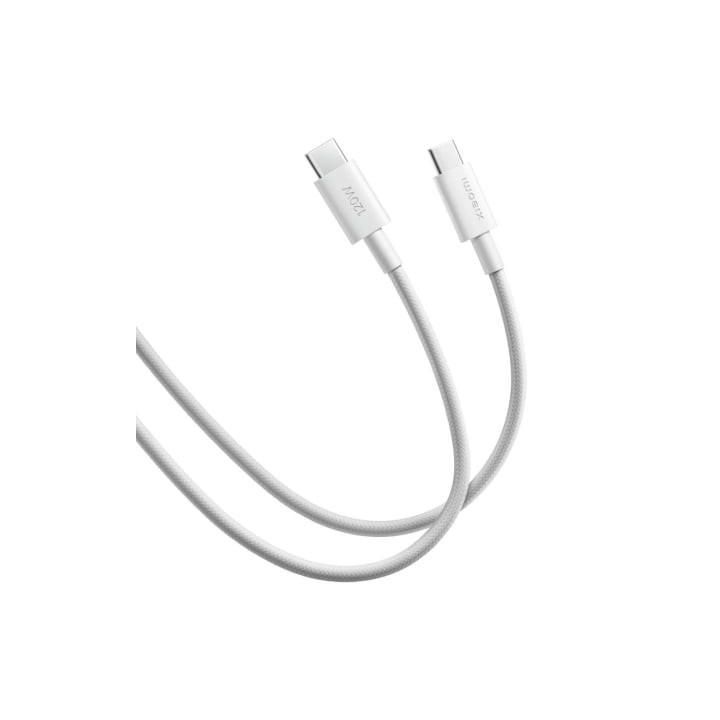 Cable usb 2.0 tipo-c 6a xiaomi braided/ usb tipo-c macho - usb tipo-c macho/ hasta 120w/ 480mbps/ 2m/ blanco