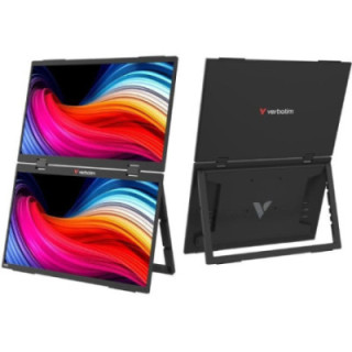 Monitor portátil táctil verbatim duo essentials 15.6' + 15.6'/ full hd/ multimedia/ negro