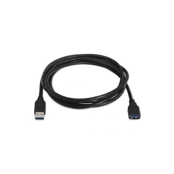 Cable alargador usb 3.0 aisens a105-0041/ usb macho - usb hembra/ hasta 9w/ 625mbps/ 1m/ negro
