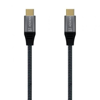 Cable usb 2.0 tipo-c aisens a107-0629 5a 100w/ usb tipo-c macho - usb tipo-c macho/ hasta 100w/ 480mbps/ 2m/ gris