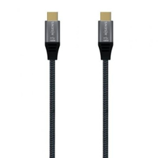 Cable usb 3.2 tipo-c aisens a107-0670 20gbps 100w/ usb tipo-c macho - usb tipo-c macho/ hasta 100w/ 20gbps/ 60cm/ gris