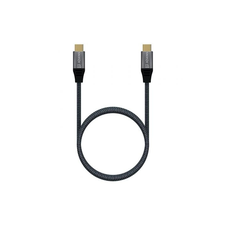 Cable usb 3.2 tipo-c aisens a107-0672 20gbps 100w/ usb tipo-c macho - usb tipo-c macho/ hasta 100w/ 20gbps/ 1.5m/ gris
