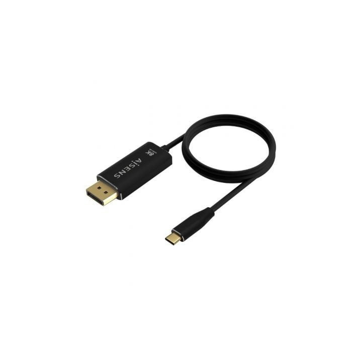Cable conversor displayport 8k 60hz aisens a109-0687/ usb tipo-c macho - displayport macho/ hasta 27w/ 1250mbps/ 1.8m/ negro