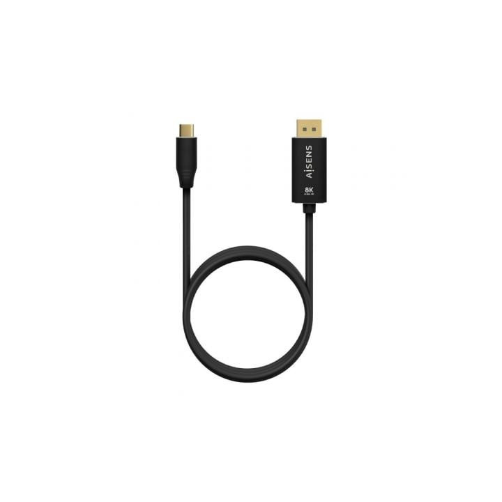 Cable conversor displayport 8k 60hz aisens a109-0687/ usb tipo-c macho - displayport macho/ hasta 27w/ 1250mbps/ 1.8m/ negro
