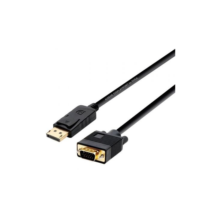Cable conversor aisens a125-0365/ displayport macho - vga macho/ hasta 5w/ 2300mbps/ 2m/ negro