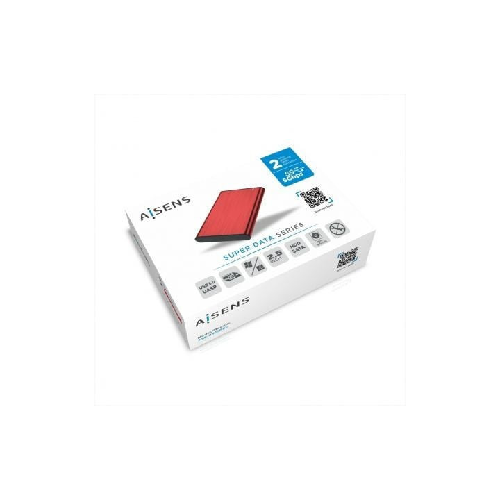 Caja externa para disco duro de 2.5' aisens ase-2525red/ usb 3.1/ sin tornillos