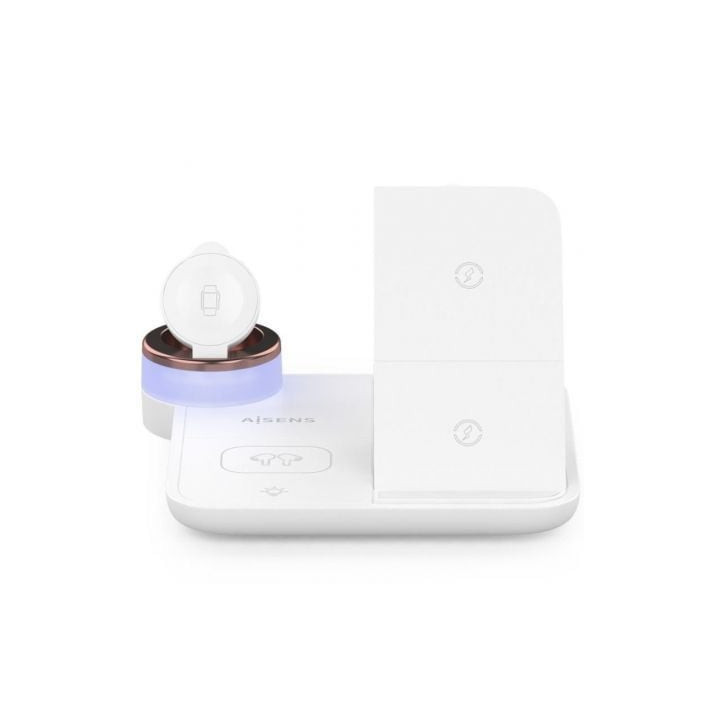 Base de carga inalámbrica aisens asch-15w4wc061-w/ 15w/ blanco