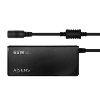 Cargador de portátil aisens aslc-65wauto-bk/ 65w/ 1xusb qc3.0/ automático/ 9 conectores/ voltaje 18.5-20v