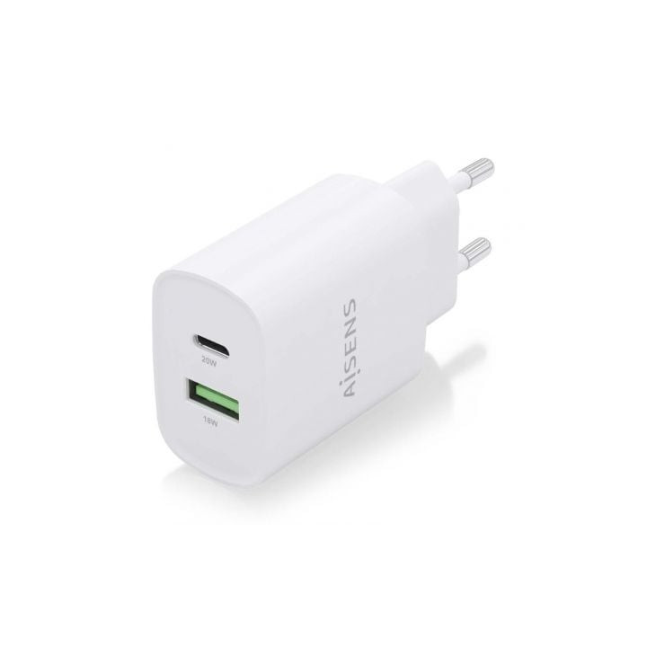 Cargador de pared aisens a110-0754/ 1xusb tipo-c/ 1xusb/ 20w