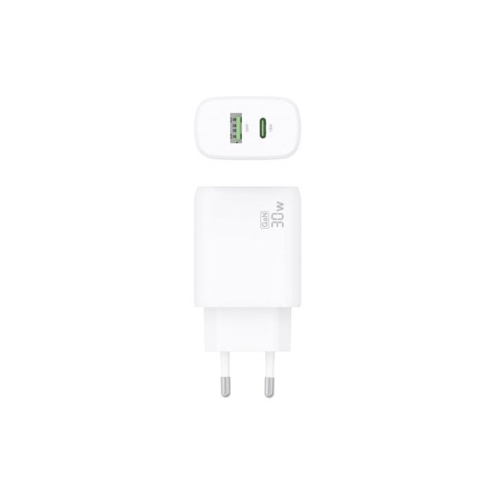 Cargador de pared gan aisens a110-0923/ 1xusb tipo-c/ 1xusb/ 30w/ blanco