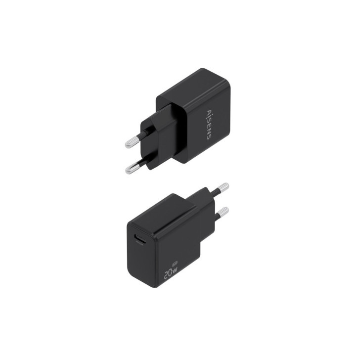 Cargador de pared gan aisens a110-1024/ 1xusb tipo-c/ 20w/ negro