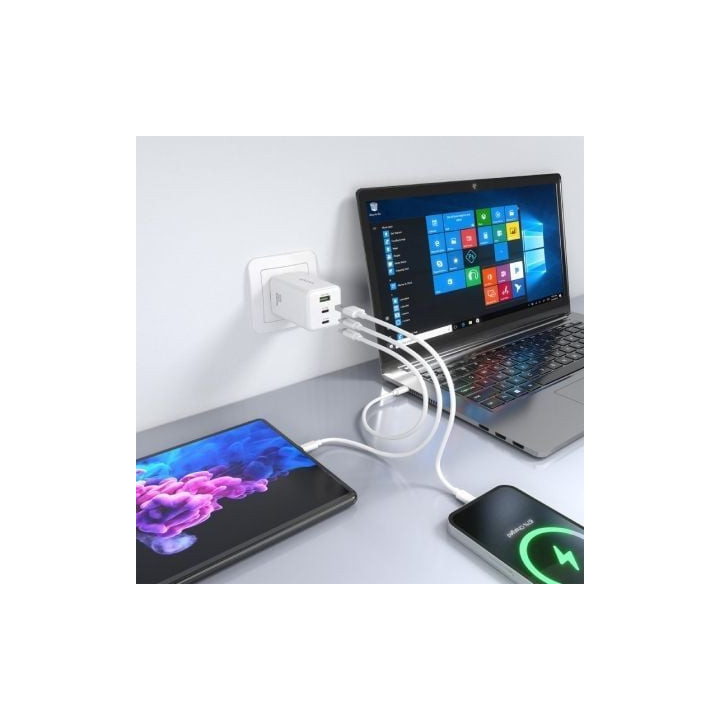 Cargador de pared gan aisens asch-100w3p051-w/ 2xusb tipo-c/ 1xusb/ 100w