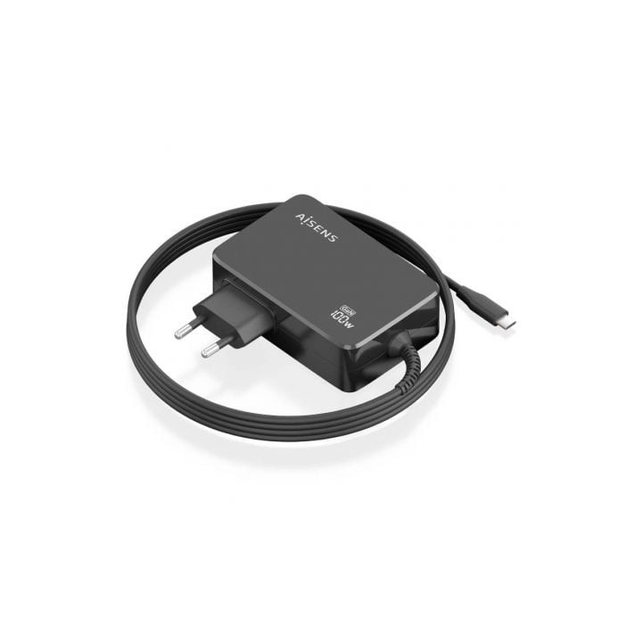 Cargador de portátil gan aisens asch-1pd100wl50-bk usb tipo-c/ 100w/ automático/ voltaje 5-20v