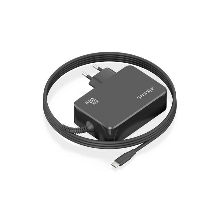 Cargador de portátil gan aisens asch-1pd100wl50-bk usb tipo-c/ 100w/ automático/ voltaje 5-20v