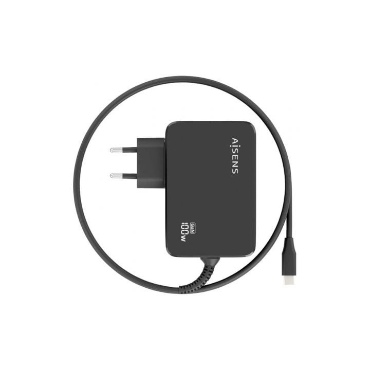 Cargador de portátil gan aisens asch-1pd100wl50-bk usb tipo-c/ 100w/ automático/ voltaje 5-20v