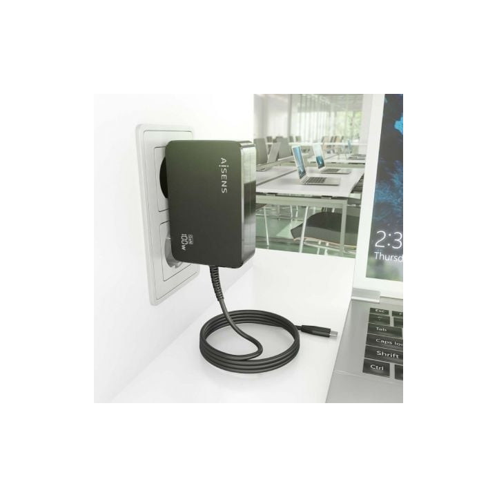 Cargador de portátil gan aisens asch-1pd100wl50-bk usb tipo-c/ 100w/ automático/ voltaje 5-20v