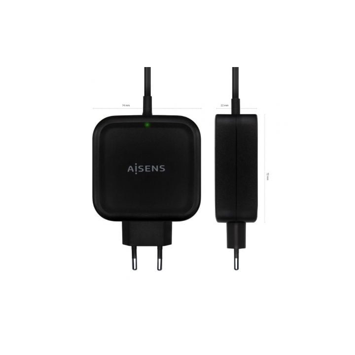 Cargador de pared aisens asch-1pd65wl-bk/ 1xusb tipo-c/ 65w